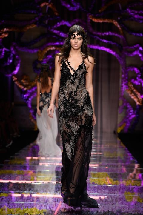 Kendall Jenner walks the runway at the Versace Ready to Wear
