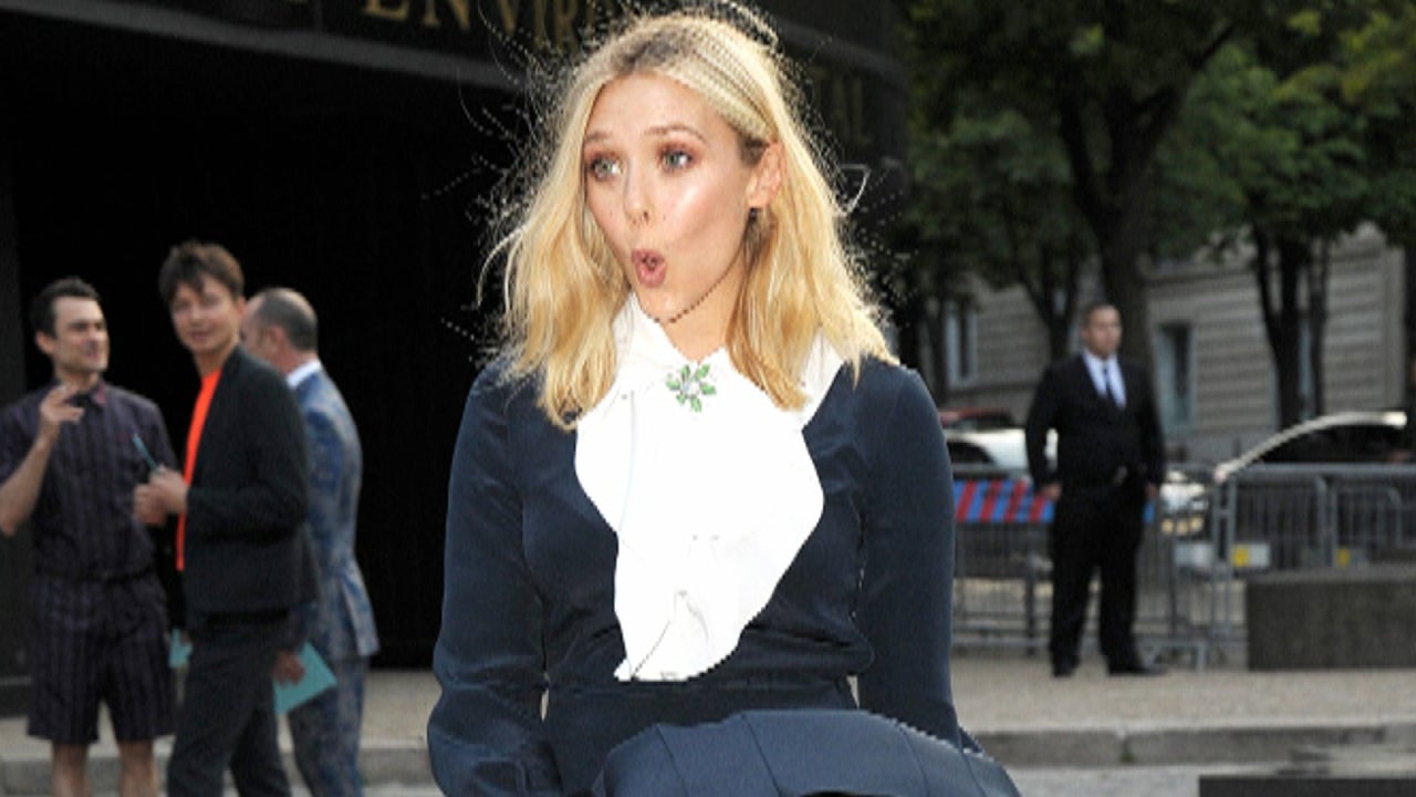 Elizabeth Olsen Suffers A Windy Wardrobe Malfunction Entertainment Tonight 