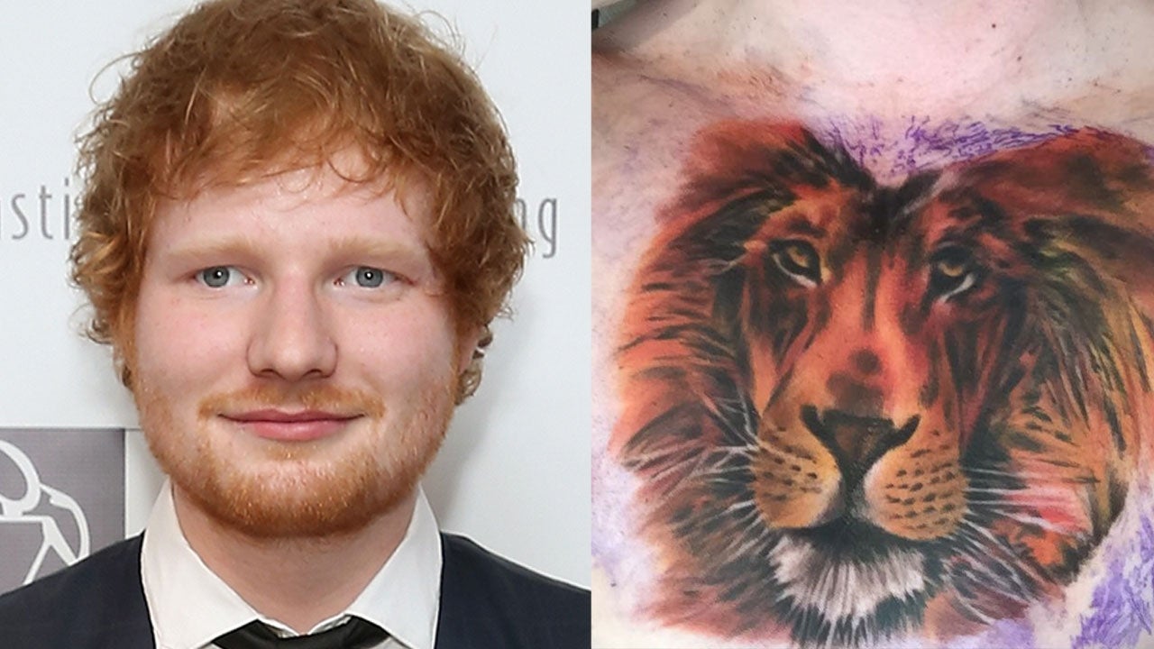 Ed Sheeran Debuts His Giant New Lion Chest Tattoo Entertainment Tonight