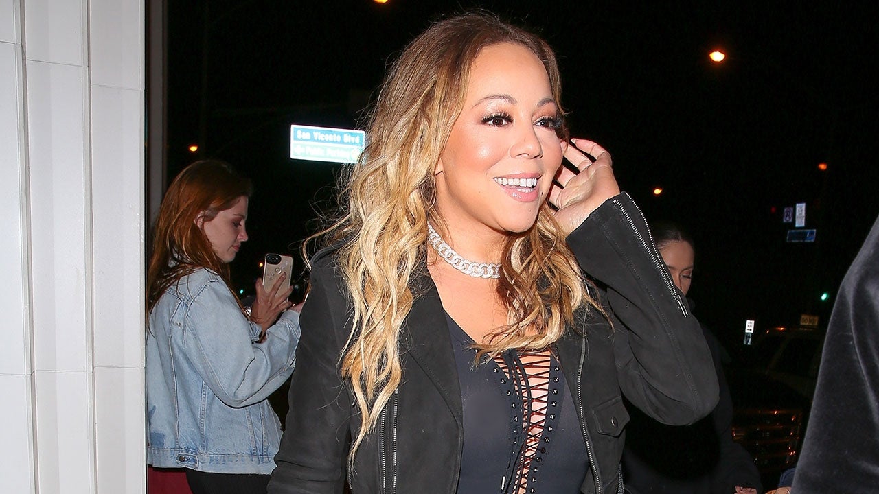 Mariah Carey Goes Braless In Sheer Lace Up Dress While Out Pic Entertainment Tonight 