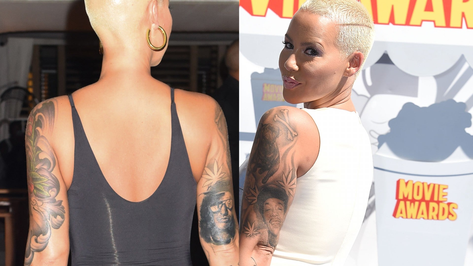 Amber Rose Covers Up Wiz Khalifa Tattoo What Did She Replace It With   Hollywood Life