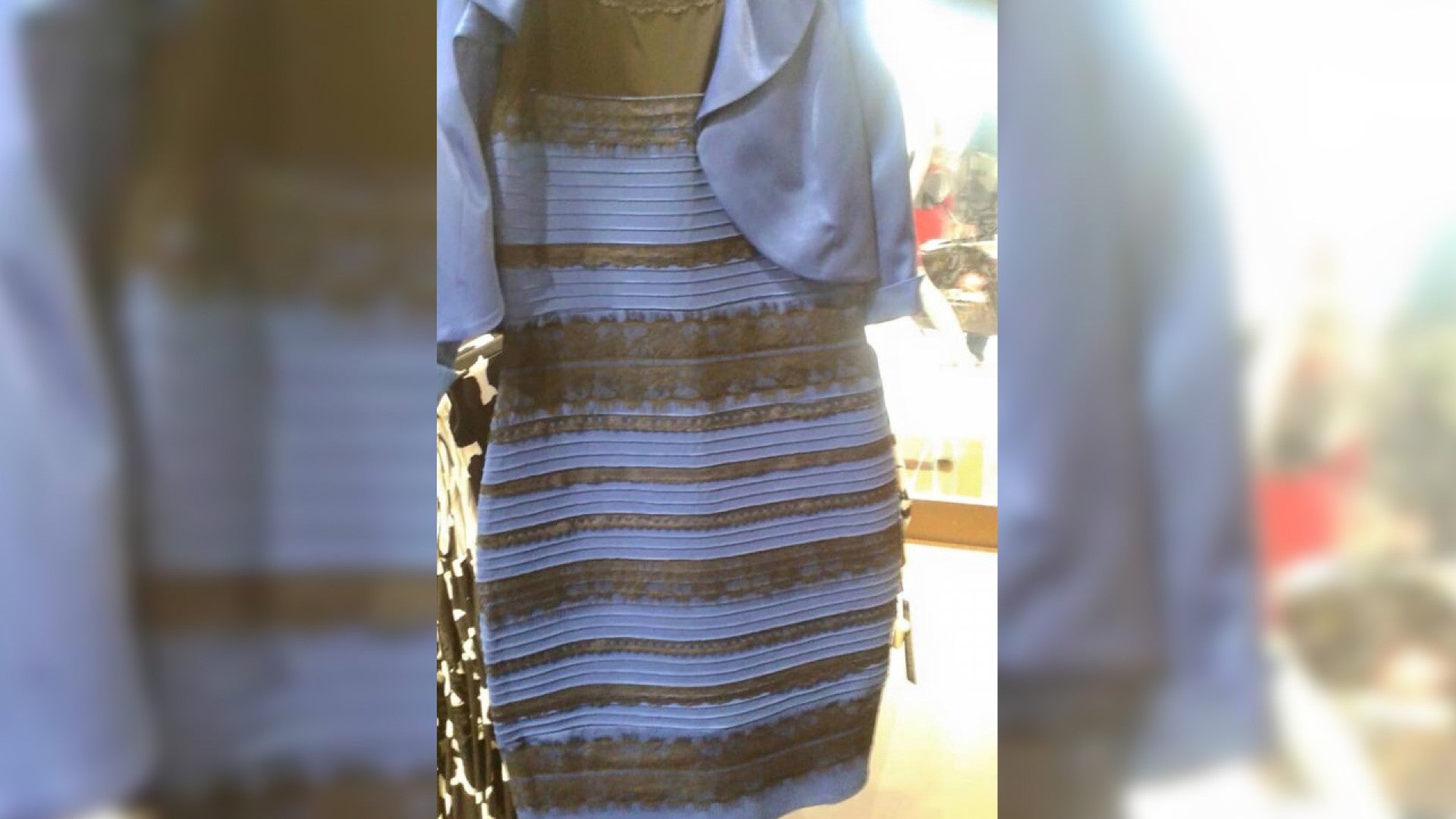 gold white and blue black dress