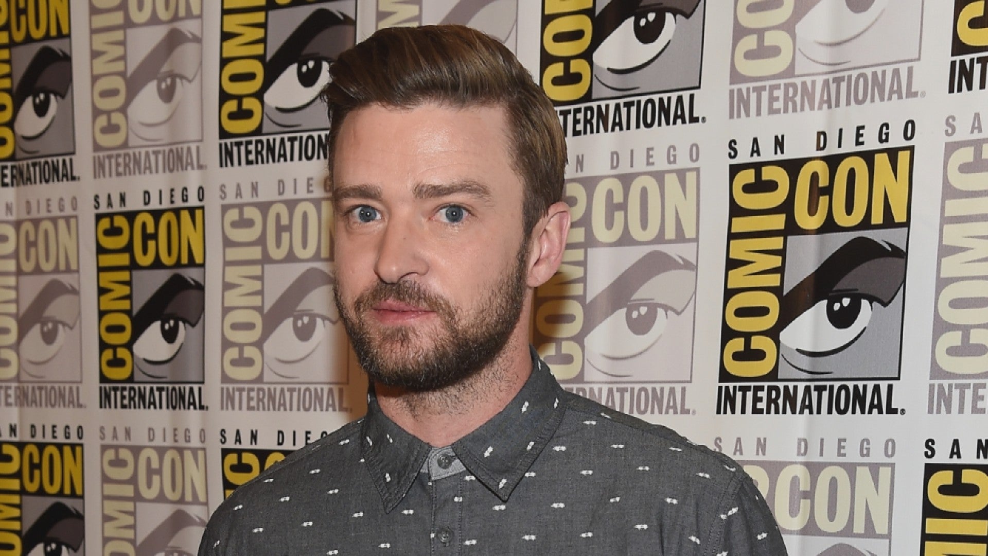 Exclusive Justin Timberlake Talks New Music Love Of Star Wars At Comic Con Entertainment Tonight - roblox id code for hair up by justin timberlake trolls