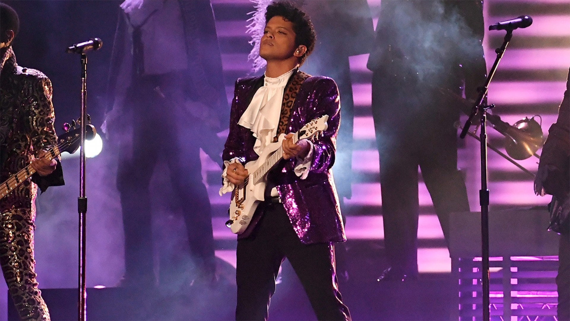 Bruno Mars And The Time Pay Loving Funky Tribute To Prince At The Grammys Entertainment Tonight