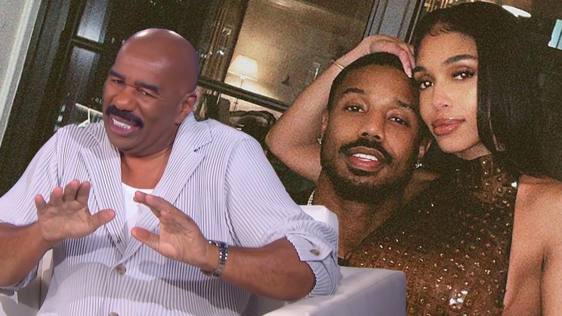 Steve Harvey hugs Michael B. Jordan at NBA game post-Lori Harvey split