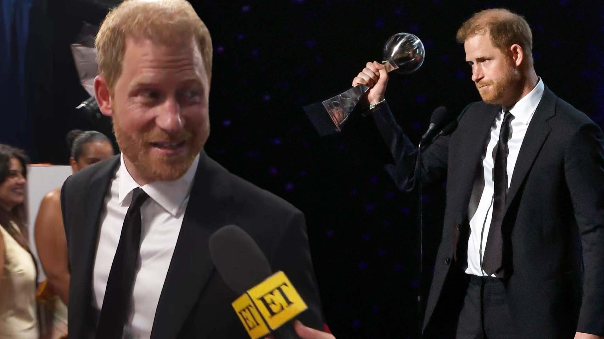 Prince Harry Reacts to Winning Pat Tillman Award for Service at 2024 ESPYs Exclusive