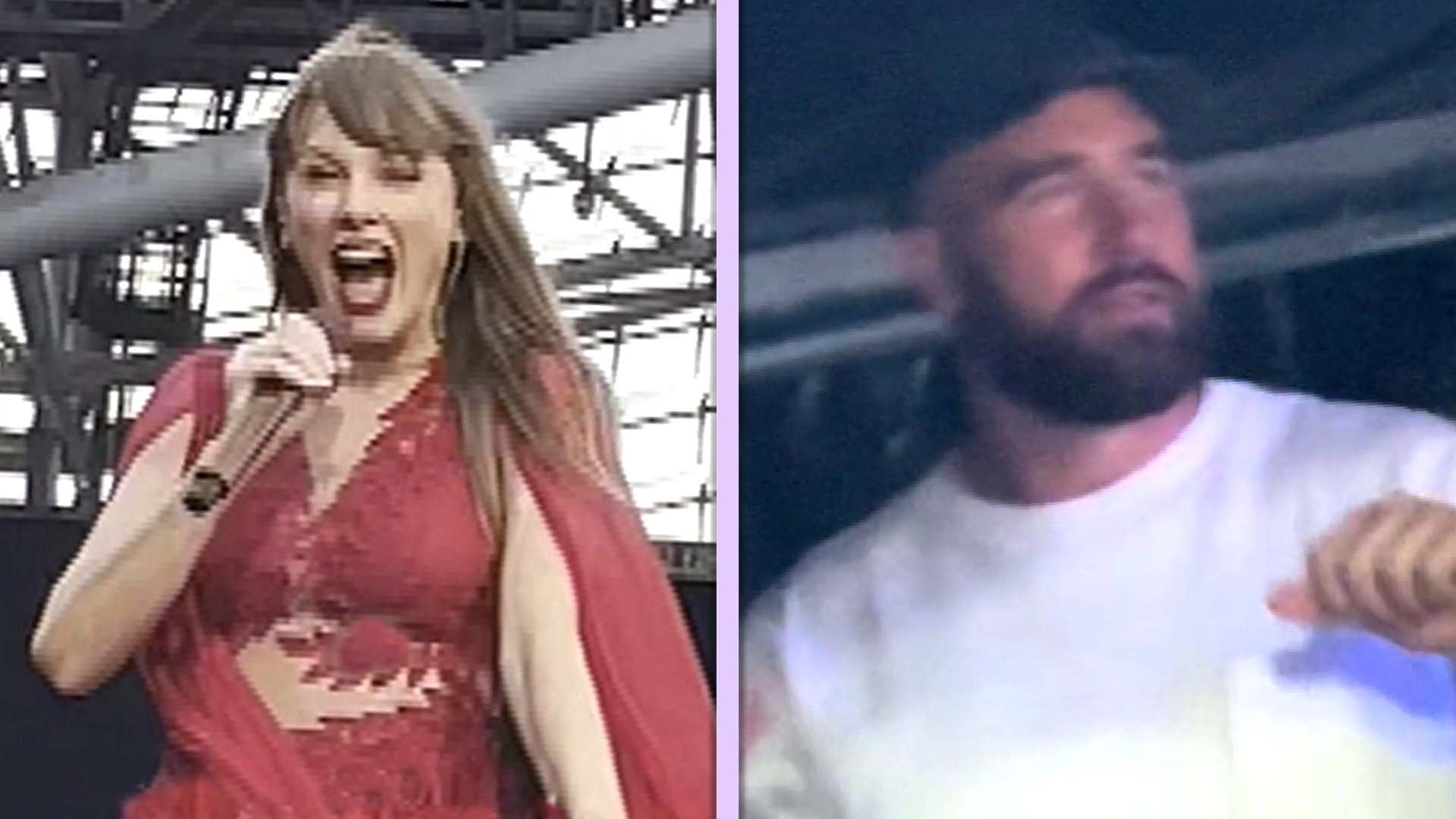 Taylor Swift Reacts to Travis Kelce Seemingly Surprising Her at Eras Tour in Dublin