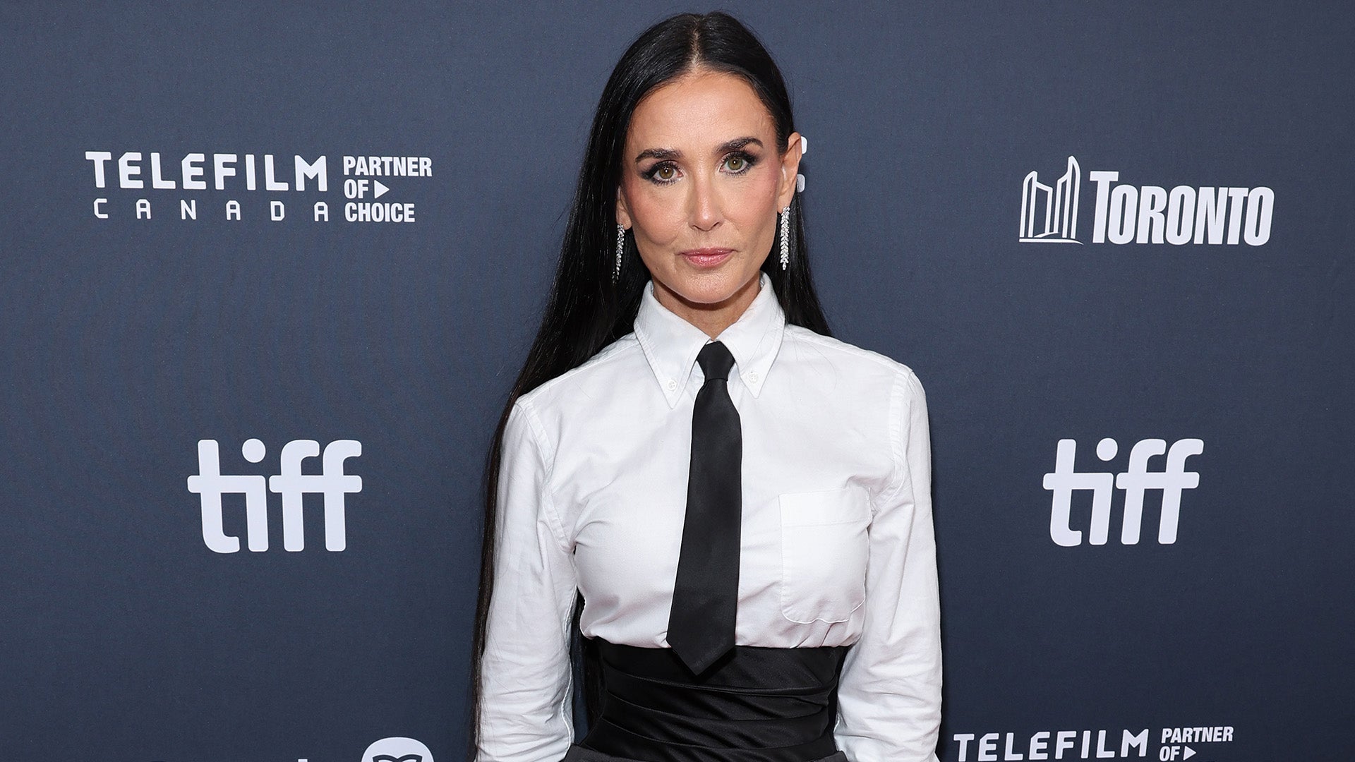 Demi Moore Stuns in Tuxedo Top at Toronto International Film Festival