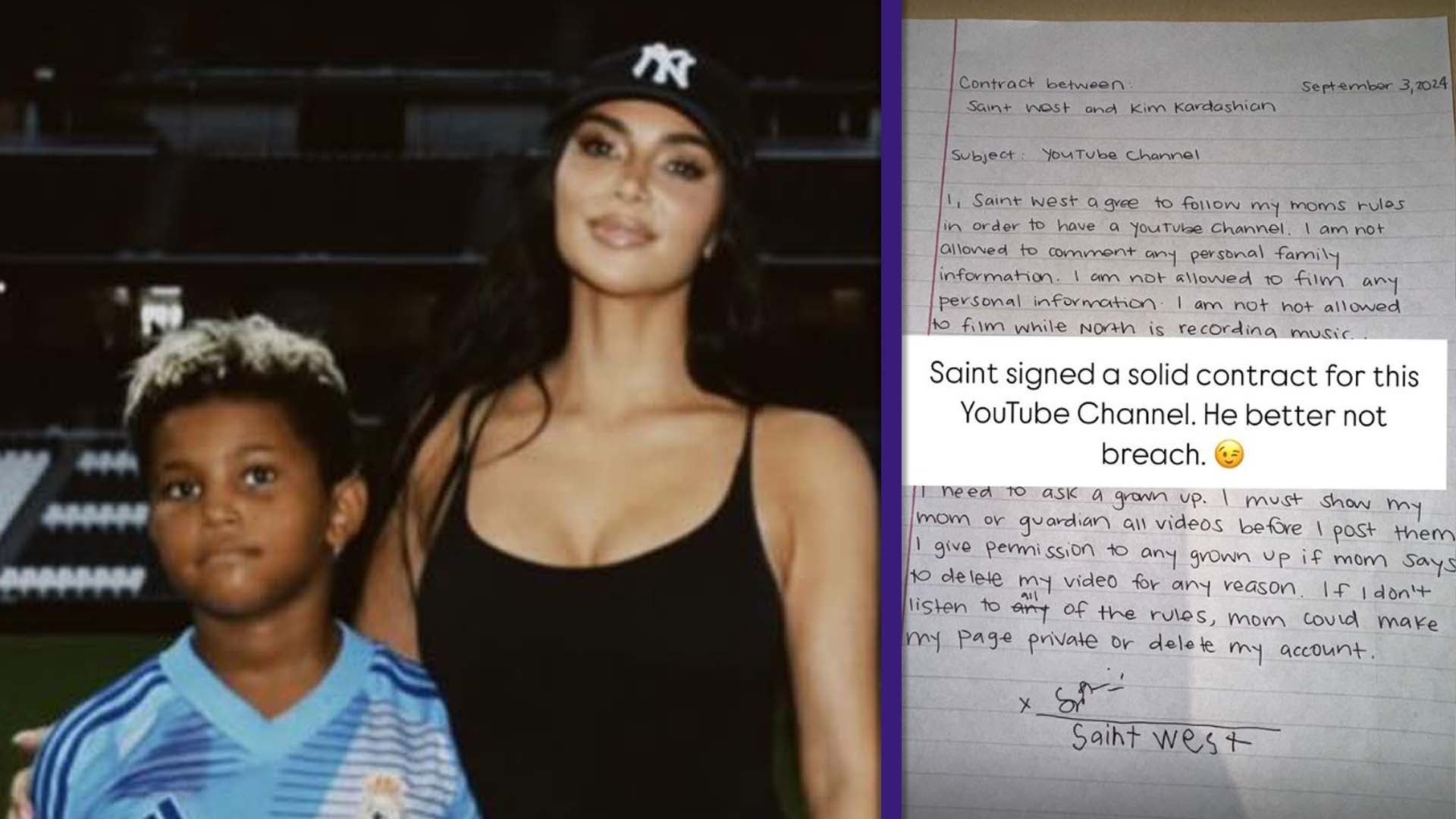 Kim Kardashian Makes Son Saint Sign a Contract to Launch His YouTube Channel